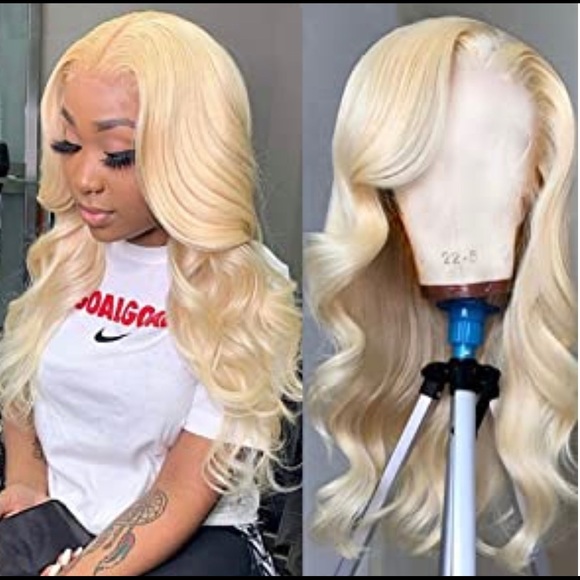 - 💫 22” 613 PLATINUM BLONDE 13 X 4 HUMAN HAIR BODY WAVY LACE FRONT WIG💫 …